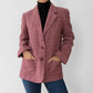1970s Dusty Rose Waffle Wool Fitted Blazer Jacket