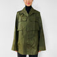 Army Issued Olive Green Structured Button-Front Military Jacket