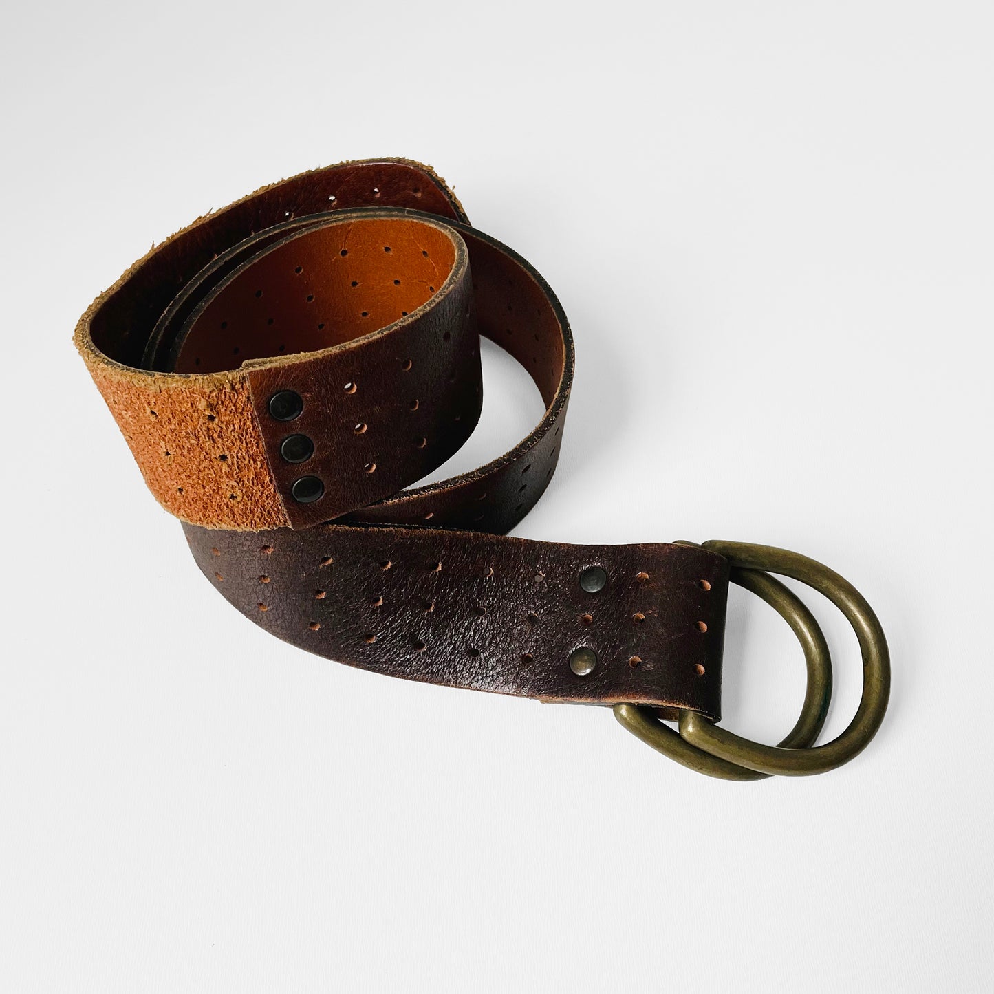 Auburn Brown Well-Worn Heavy Leather Belt - Sz. 31-35