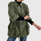 Olive Canadian Military Cinched-Waist Lightweight Parka Jacket