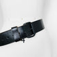 Vintage 1950s Wide Black Leather Military Uniform Belt - Waist 31-36 inch