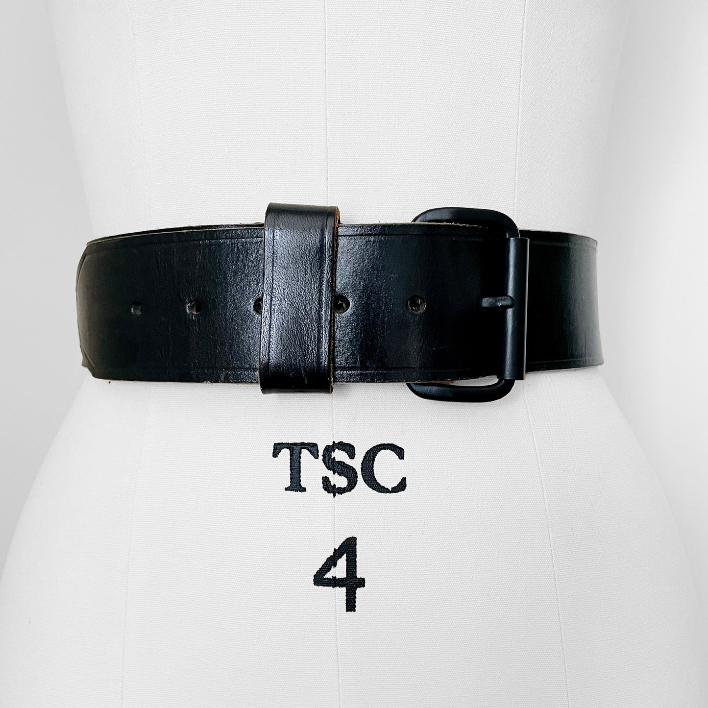 Black Leather Uniform Military Belt - Waist 31-36