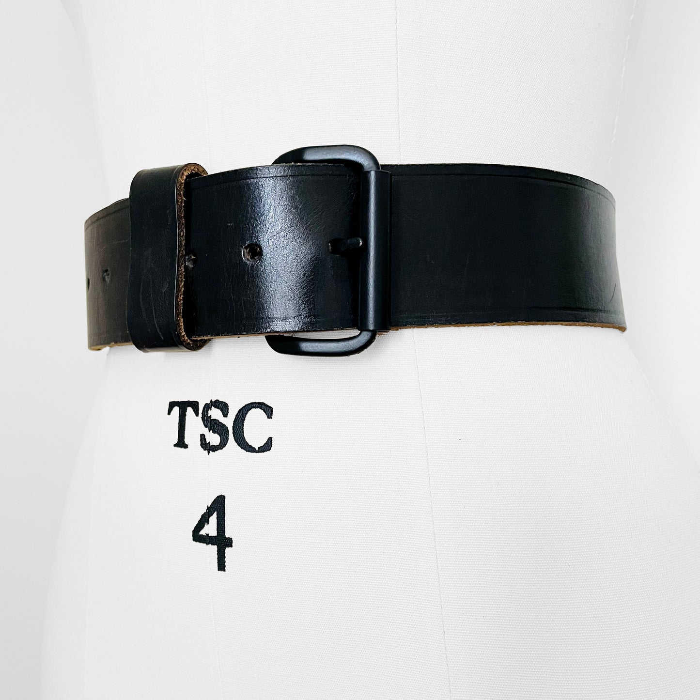 Black Leather Uniform Military Belt - Waist 31-36