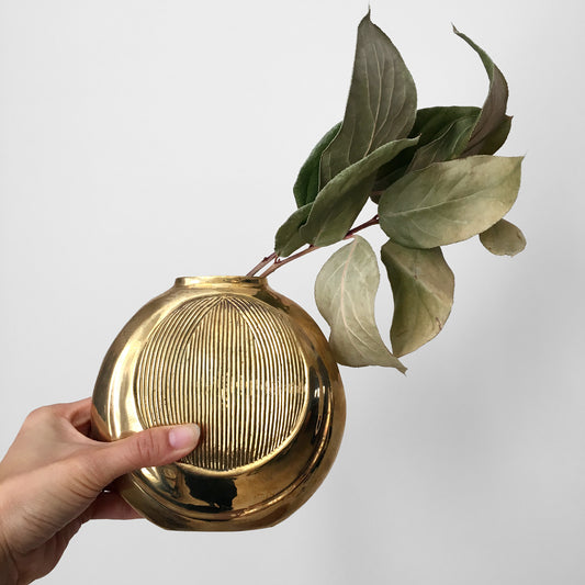 1980s Brass Crescent Moon Vase