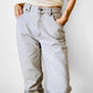 1980s - 1990s High-Waisted Tapered Leg Faded Grey Beige Soft Distressed LEE Riveted Jeans - Waist 27.5