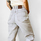 1980s - 1990s High-Waisted Tapered Leg Faded Grey Beige Soft Distressed LEE Riveted Jeans - Waist 27.5