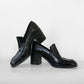 Vintage 1990s Black Patent-Leather Block Heeled Slip-On Shoes - Sz. 6B