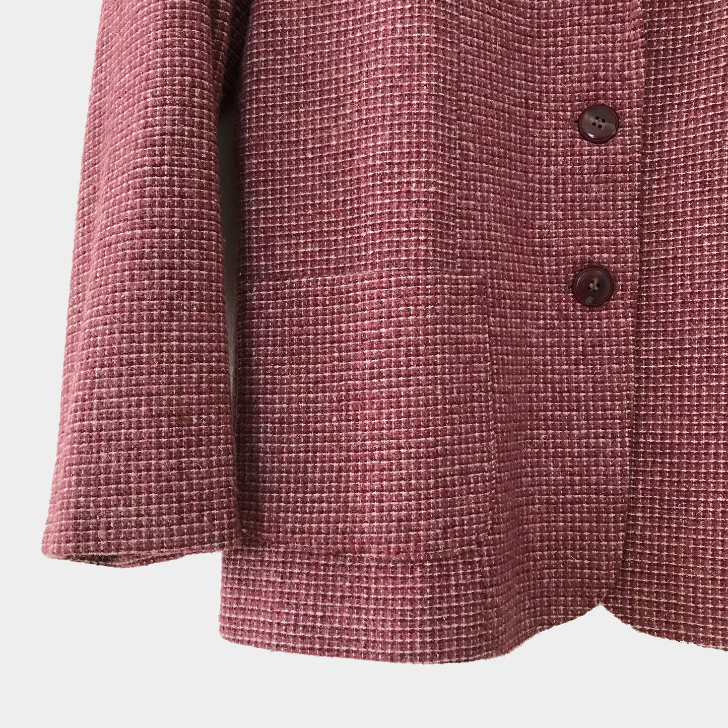 1970s Dusty Rose Waffle Wool Fitted Blazer Jacket