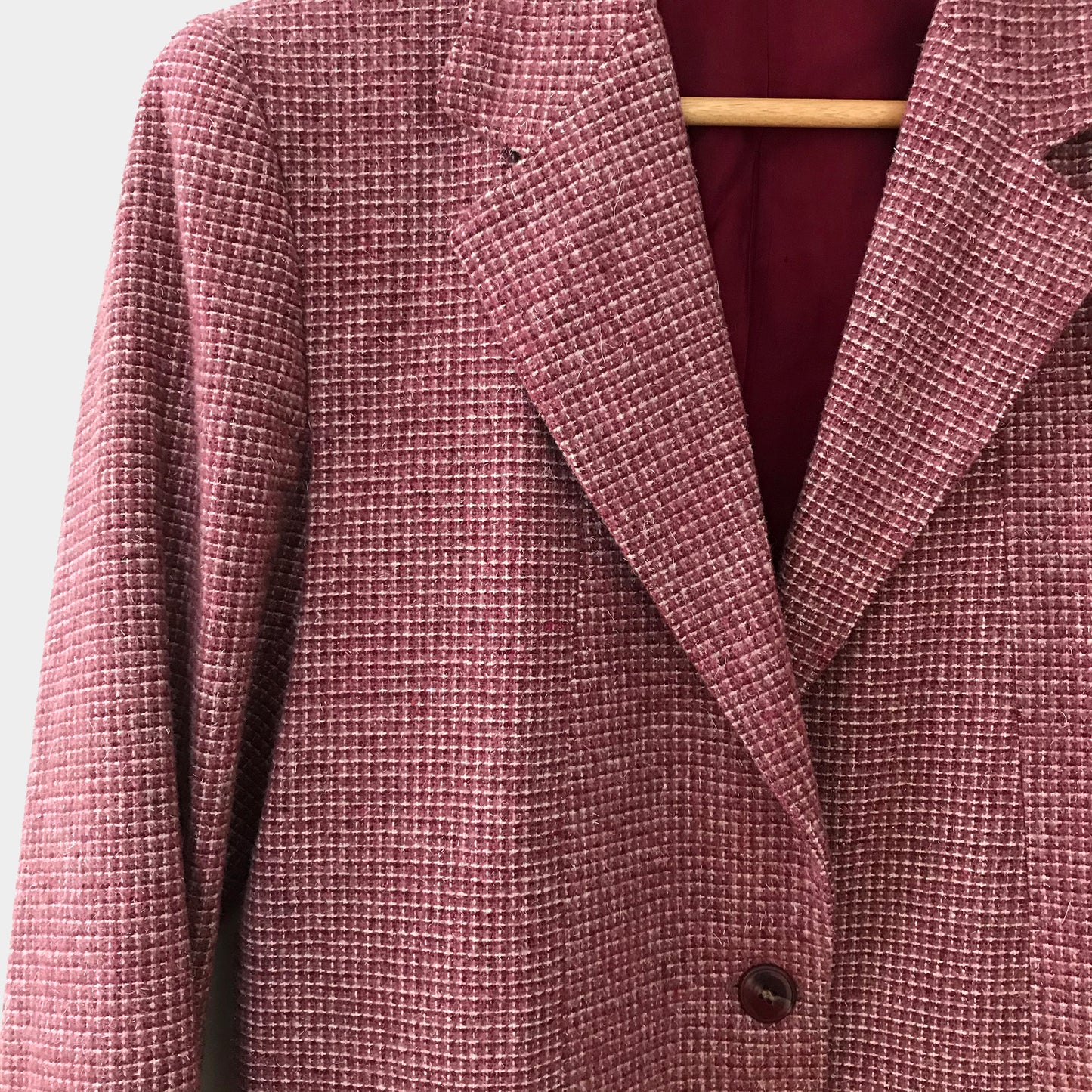 1970s Dusty Rose Waffle Wool Fitted Blazer Jacket