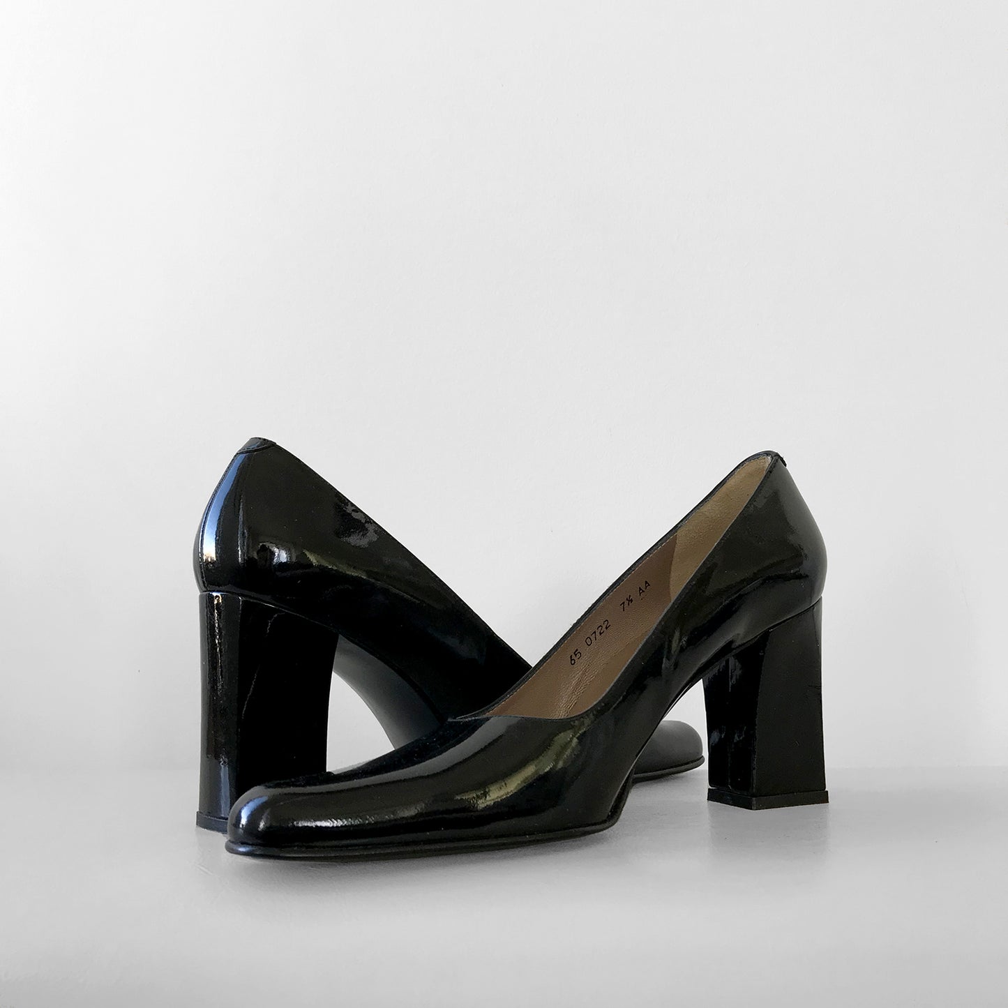 1990s Black, Patent Leather Made in Spain Block Heeled Heels