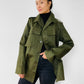 Army Issued Olive Green Structured Button-Front Military Jacket