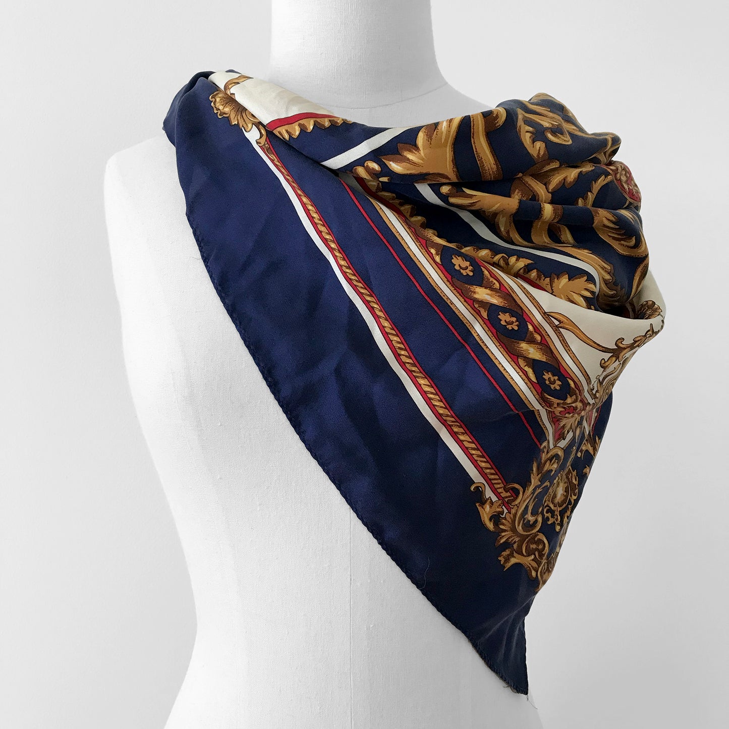 1990s Large Silk Patterned Scarf