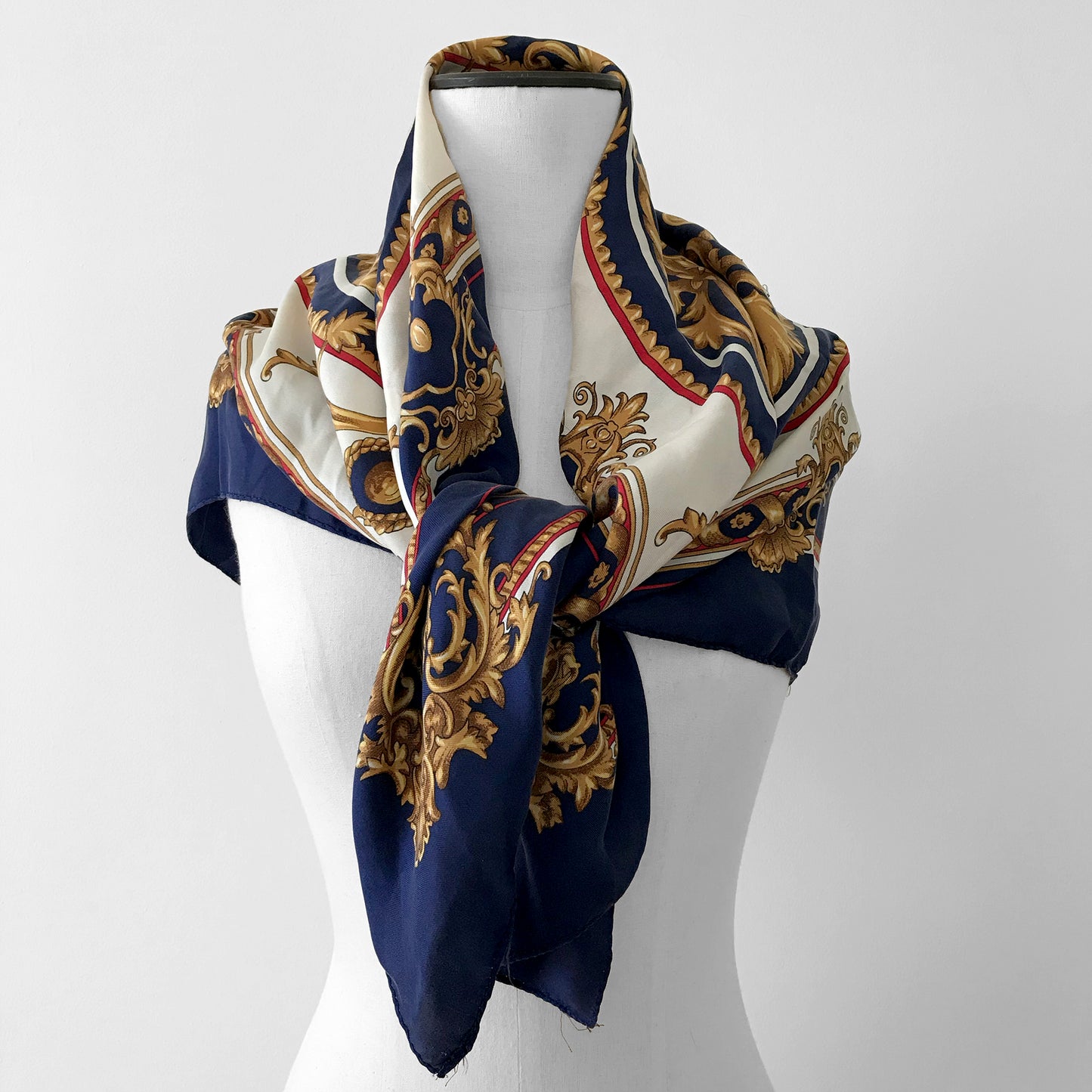 1990s Large Silk Patterned Scarf