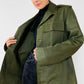 Army Issued Olive Green Structured Button-Front Military Jacket