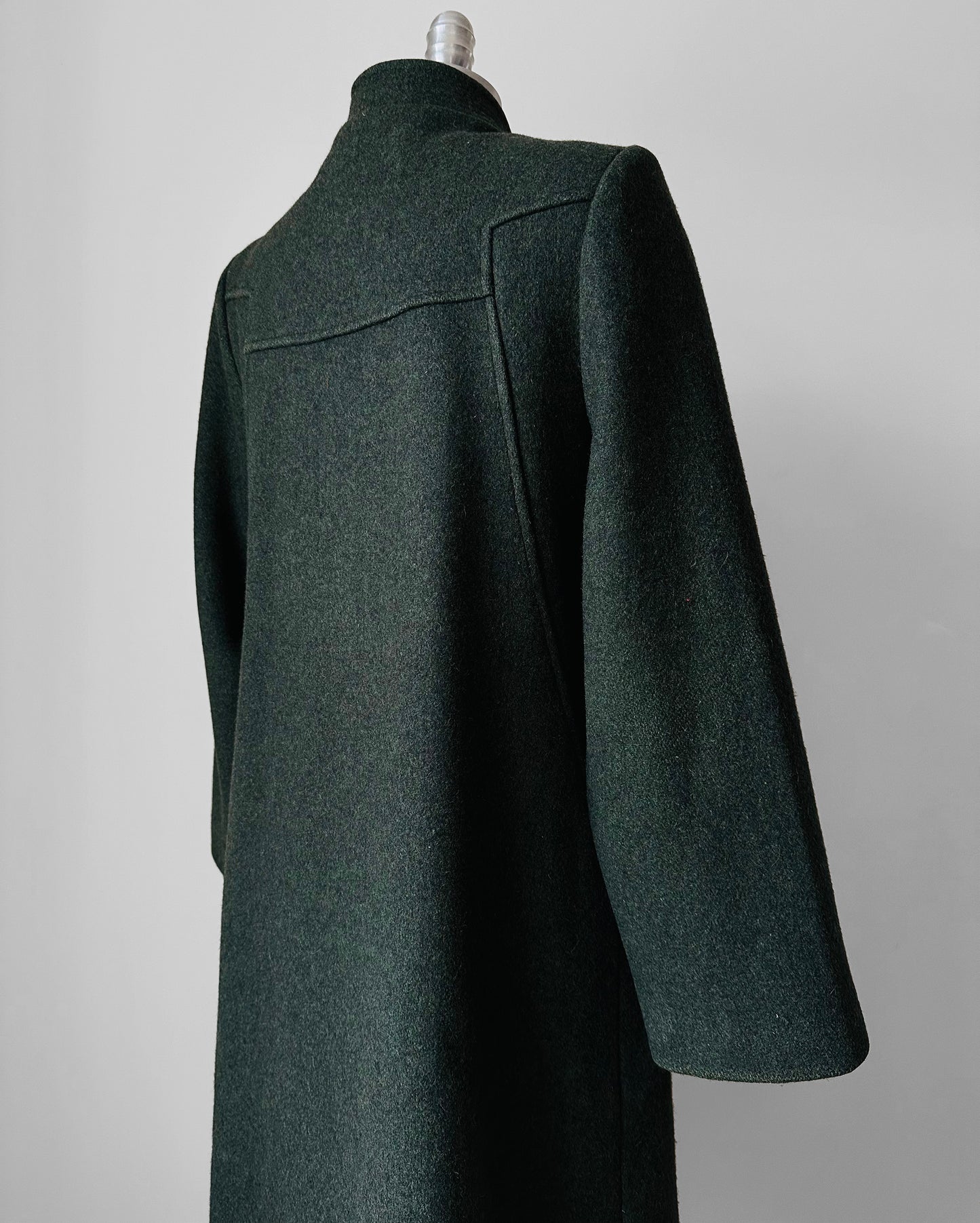 1960s Made in Canada Army Green Wool Blend Military Style Midi-Length A-Line Coat - Sz. S