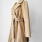 1960s Tan Camel Hair Double-Breasted Belted Wool Jacket - S/M