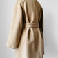 1960s Tan Camel Hair Double-Breasted Belted Wool Jacket - S/M