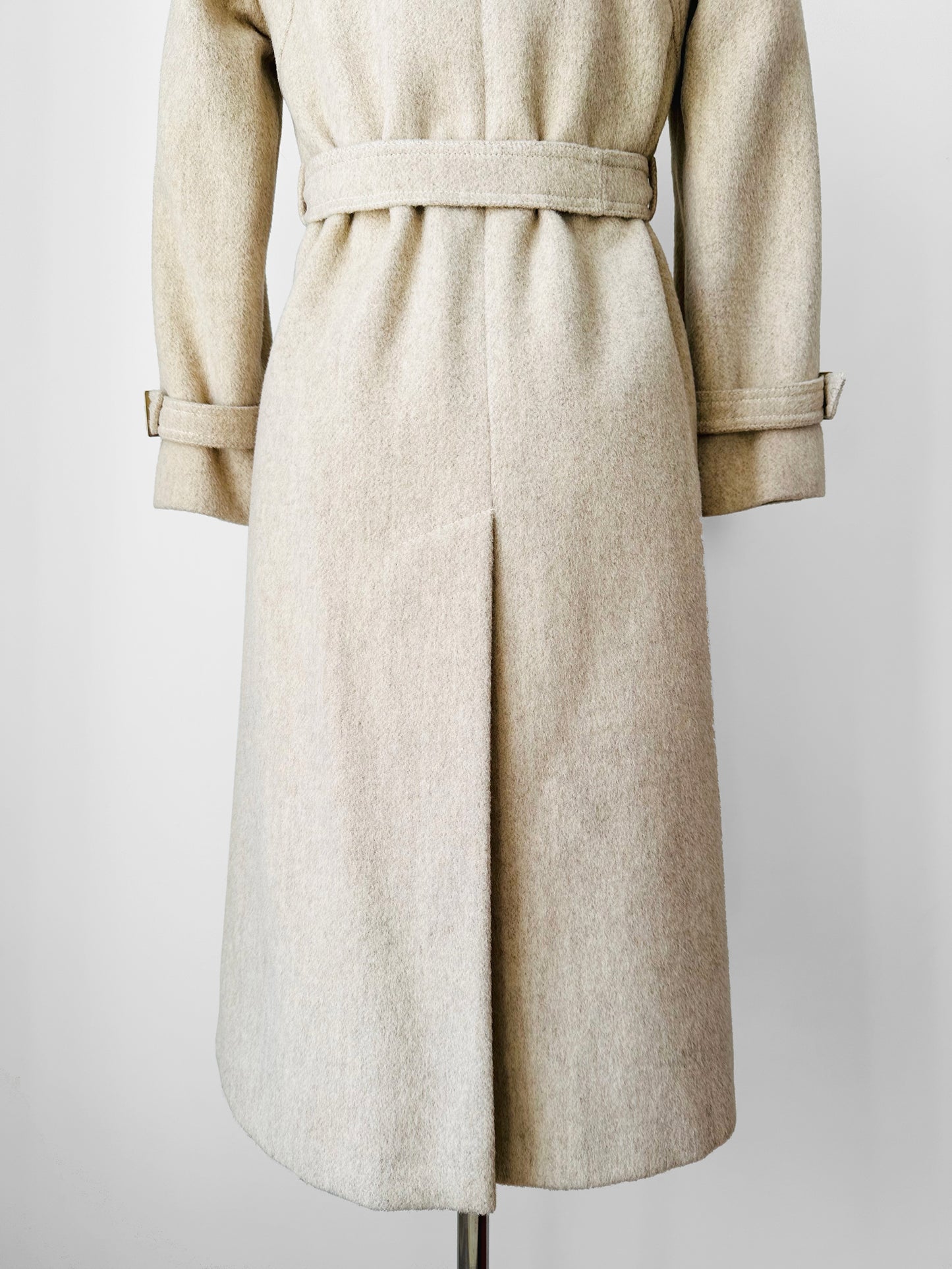 1970s Made in Canada Light Oatmeal Cream Fitted Belted Wool Coat - XS/S