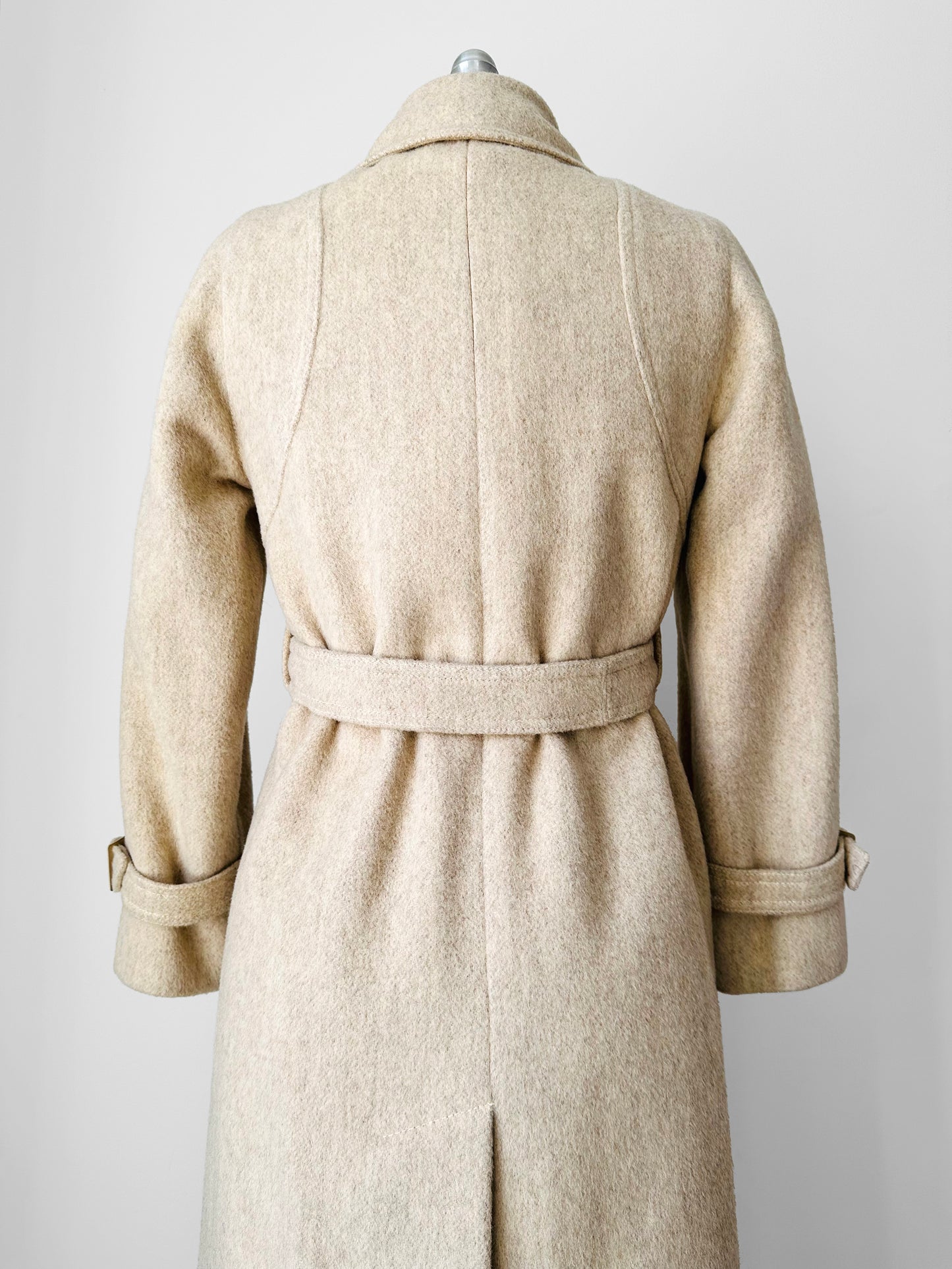 1970s Made in Canada Light Oatmeal Cream Fitted Belted Wool Coat - XS/S