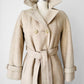 1970s Made in Canada Light Oatmeal Cream Fitted Belted Wool Coat - XS/S
