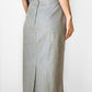 1990s Beige Grey Linen Pleated Hem Midi-Length Skirt - Waist 27