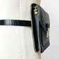 Black Textured Leather Military Style Compact Crossbody Belt Pouch Case