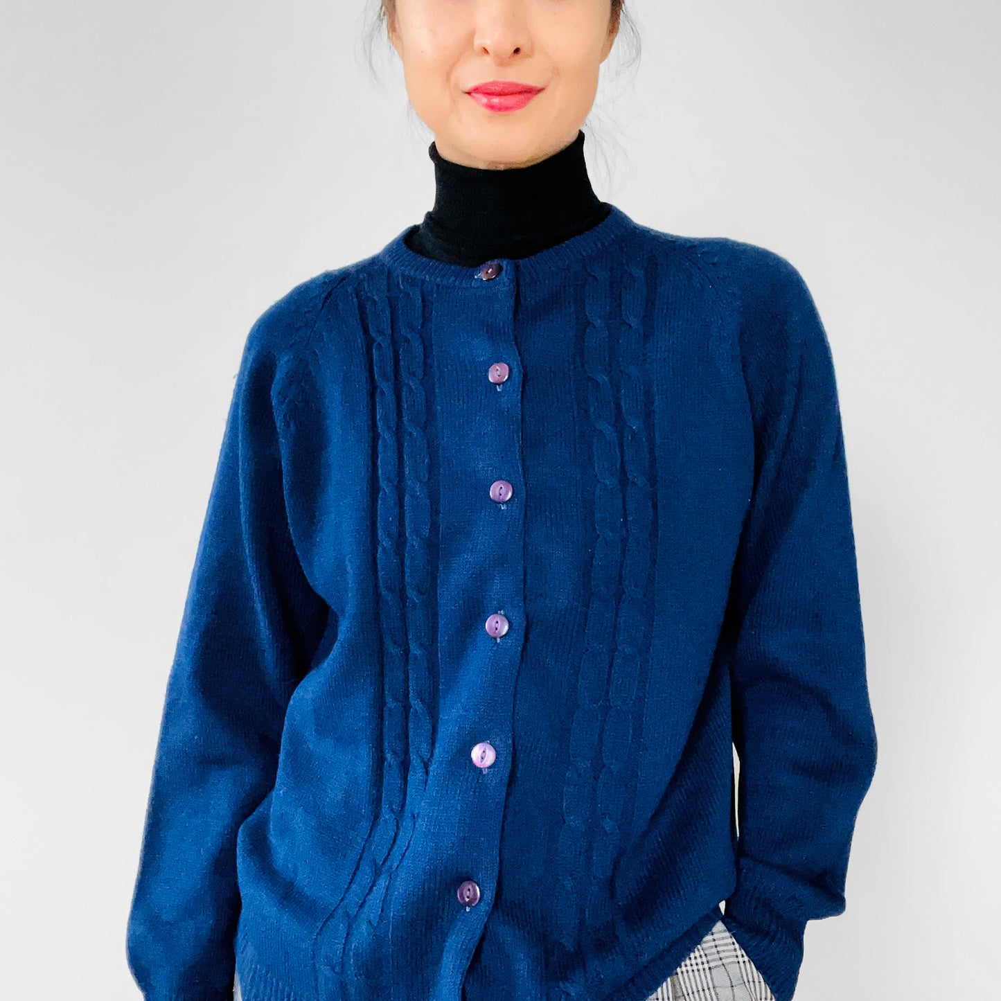 1960s Simpsons Blue Cable-Knit Cardigan Sweater