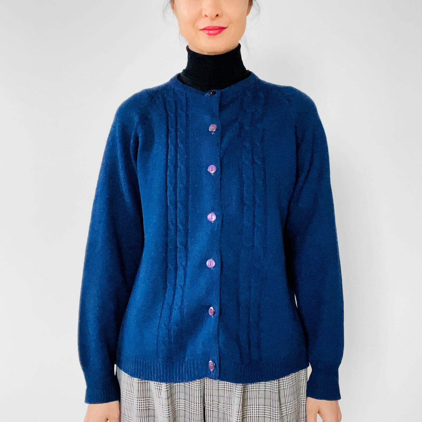 1960s Simpsons Blue Cable-Knit Cardigan Sweater