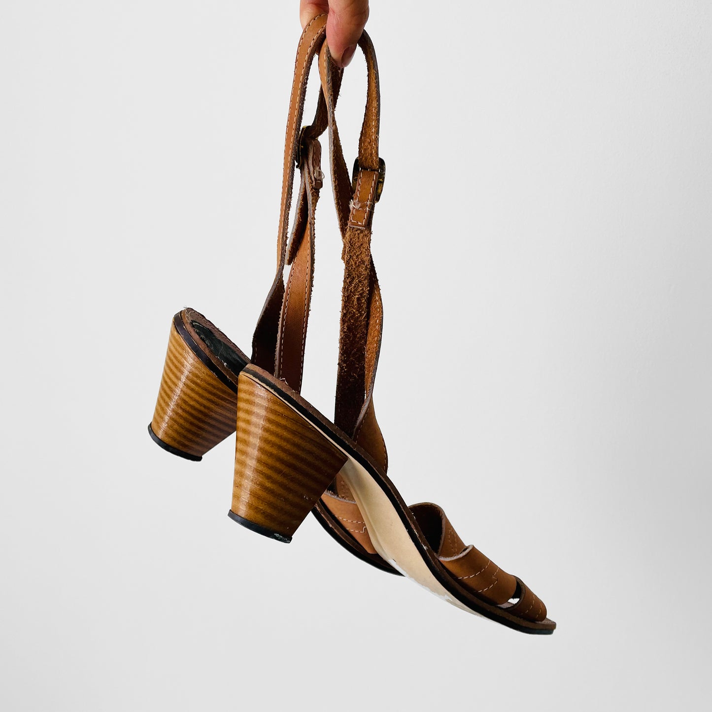 1970s Made in Canada Tan Leather Low-Heeled Sandal