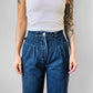 1980s Sasson Brand High-Waisted Pleated Tapered Leg Denim Blue Jeans - Waist 26