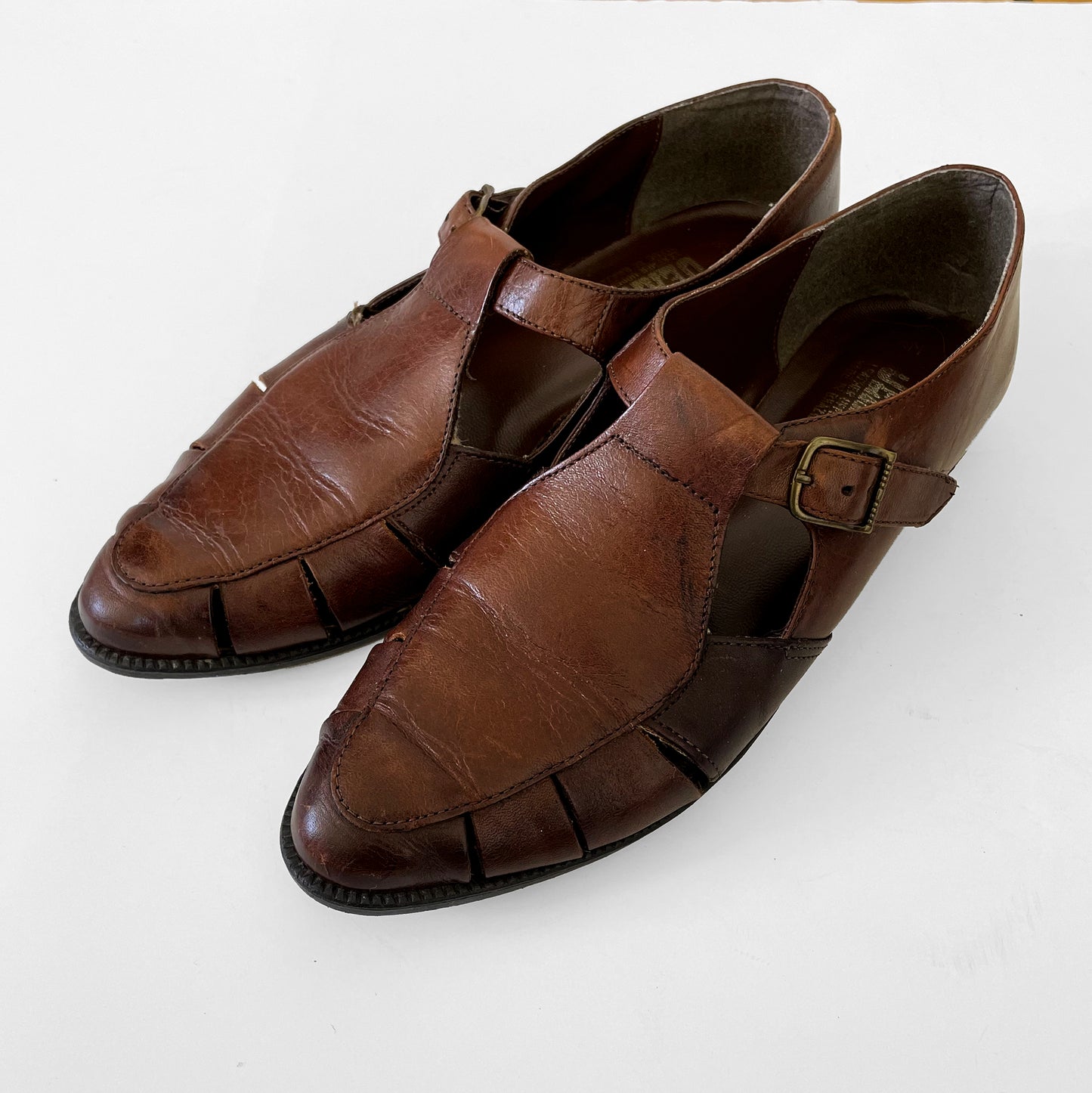 1990s Brown Leather Slip-On Pointed-Toe Flats Shoe