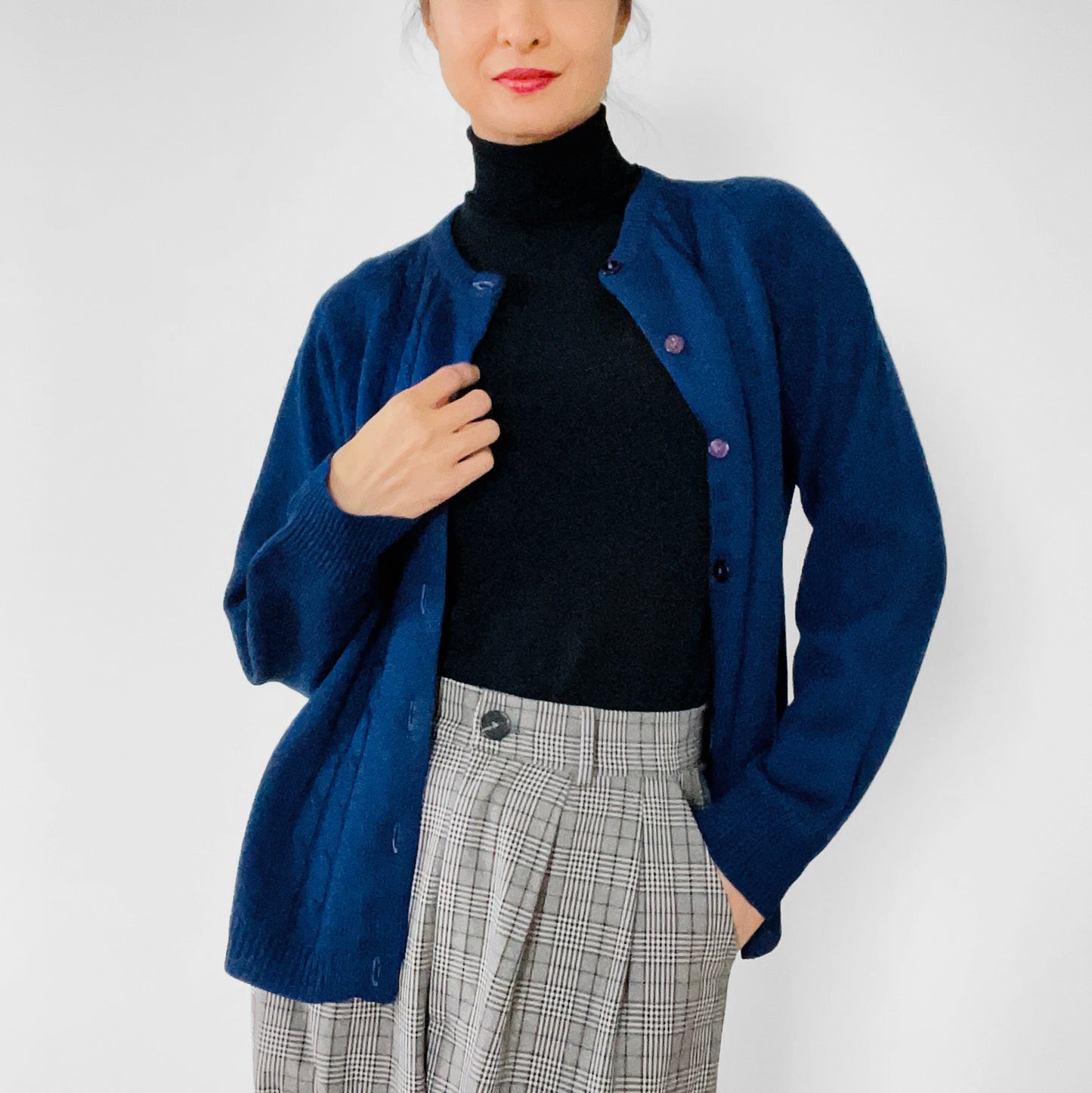 1960s Simpsons Blue Cable-Knit Cardigan Sweater