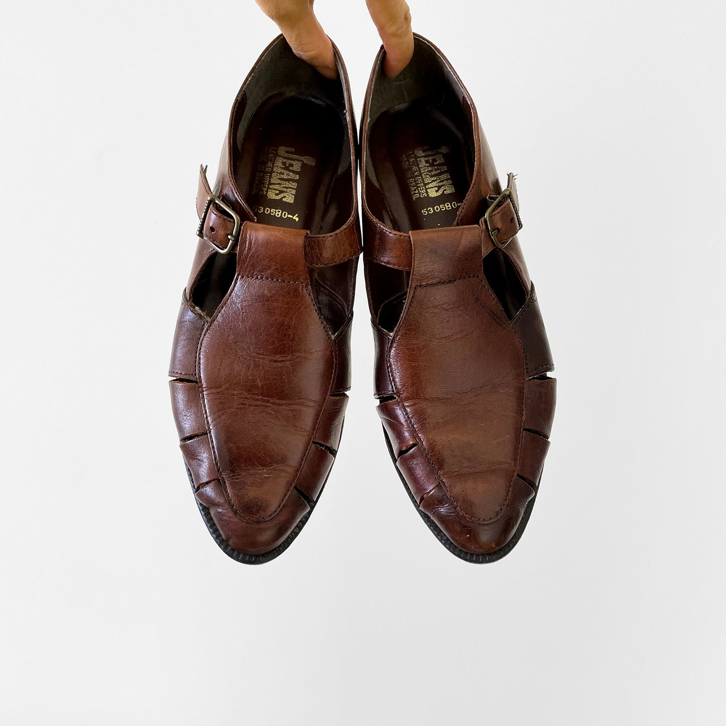 1990s Brown Leather Slip-On Pointed-Toe Flats Shoe