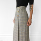 Made in the USA Black Grey and Yellow Gold-Buttoned Midi-Length High-Waisted Wool Plaid Skirt