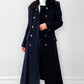Navy Lambswool Naval- Inspired Double-Breasted Coat