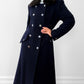 Navy Lambswool Naval- Inspired Double-Breasted Coat