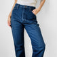 1990s Made in the USA Dark Blue Red Tab WRANGLER Straight Leg High-Waisted Mom Jeans - Waist 28