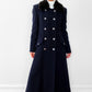 Navy Lambswool Naval- Inspired Double-Breasted Coat