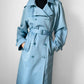 RESERVED!!! 1960s Powder Blue LONDON FOG Made in Canada Double-Breasted Belted Trench Coat - S/M/L