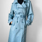 1960s Powder Blue LONDON FOG Made in Canada Double-Breasted Belted Trench Coat - S/M/L