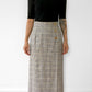 Made in the USA Black Grey and Yellow Gold-Buttoned Midi-Length High-Waisted Wool Plaid Skirt
