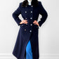 Navy Lambswool Naval- Inspired Double-Breasted Coat