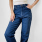 1990s Made in the USA Dark Blue Red Tab WRANGLER Straight Leg High-Waisted Mom Jeans - Waist 28