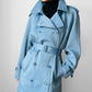 RESERVED!!! 1960s Powder Blue LONDON FOG Made in Canada Double-Breasted Belted Trench Coat - S/M/L