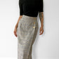 Made in the USA Black Grey and Yellow Gold-Buttoned Midi-Length High-Waisted Wool Plaid Skirt