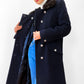 Navy Lambswool Naval- Inspired Double-Breasted Coat