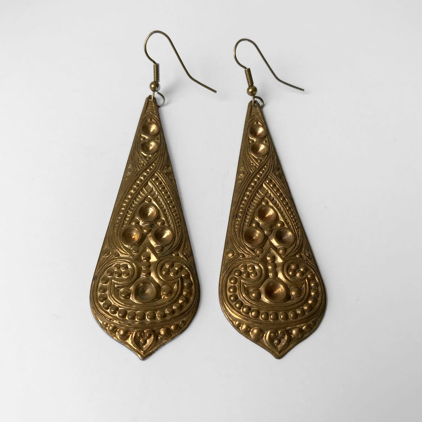 Gold-Toned Hand-Hammered Teardrop Dangle Earrings