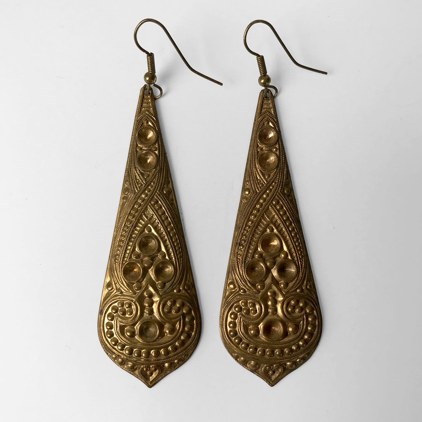 Gold-Toned Hand-Hammered Teardrop Dangle Earrings