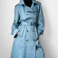 1960s Powder Blue LONDON FOG Made in Canada Double-Breasted Belted Trench Coat - S/M/L