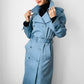 1960s Powder Blue LONDON FOG Made in Canada Double-Breasted Belted Trench Coat - S/M/L
